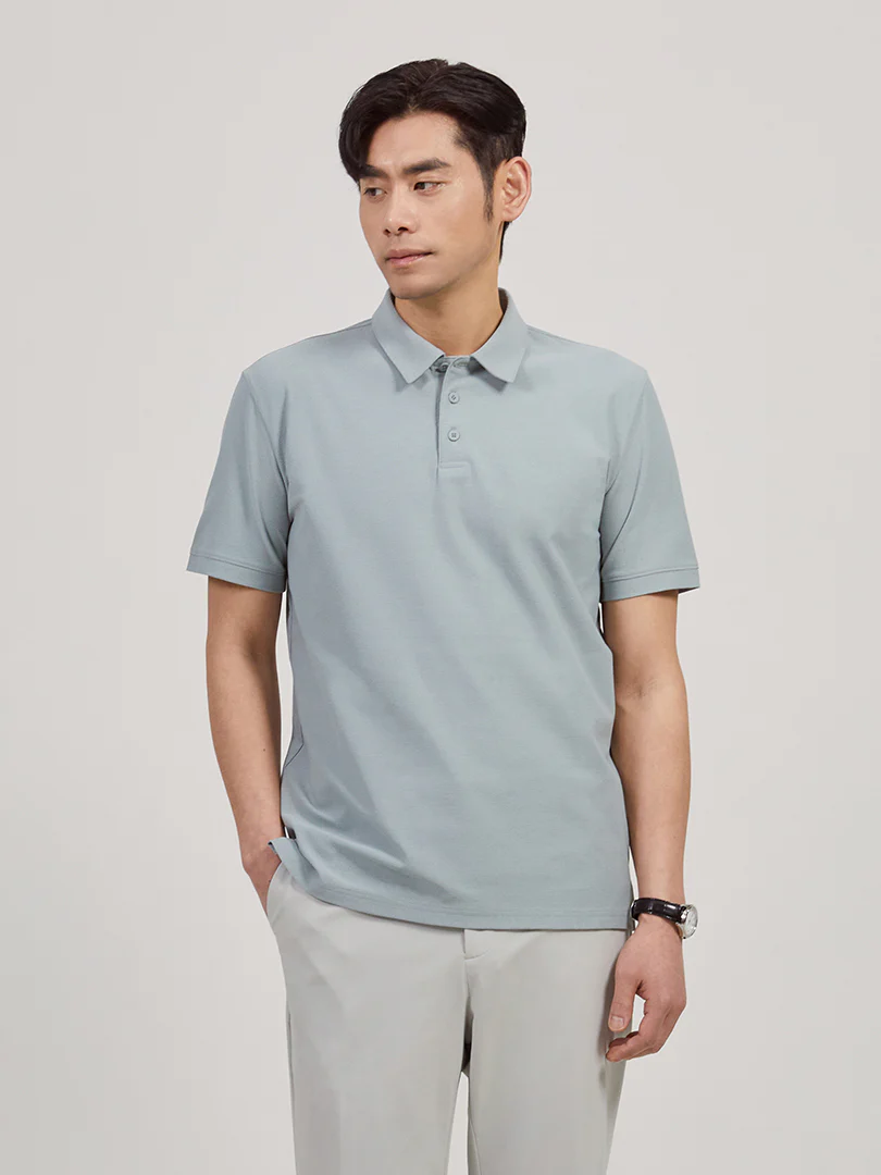 Men's Airy Fit Textured Short Sleeve Polo Shirt - Image 4