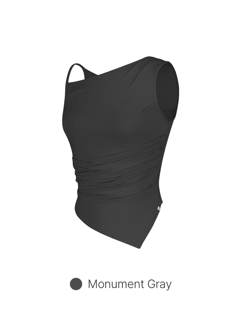 modal Sustainable Asymmetrical Drape Tank Top - Image 6