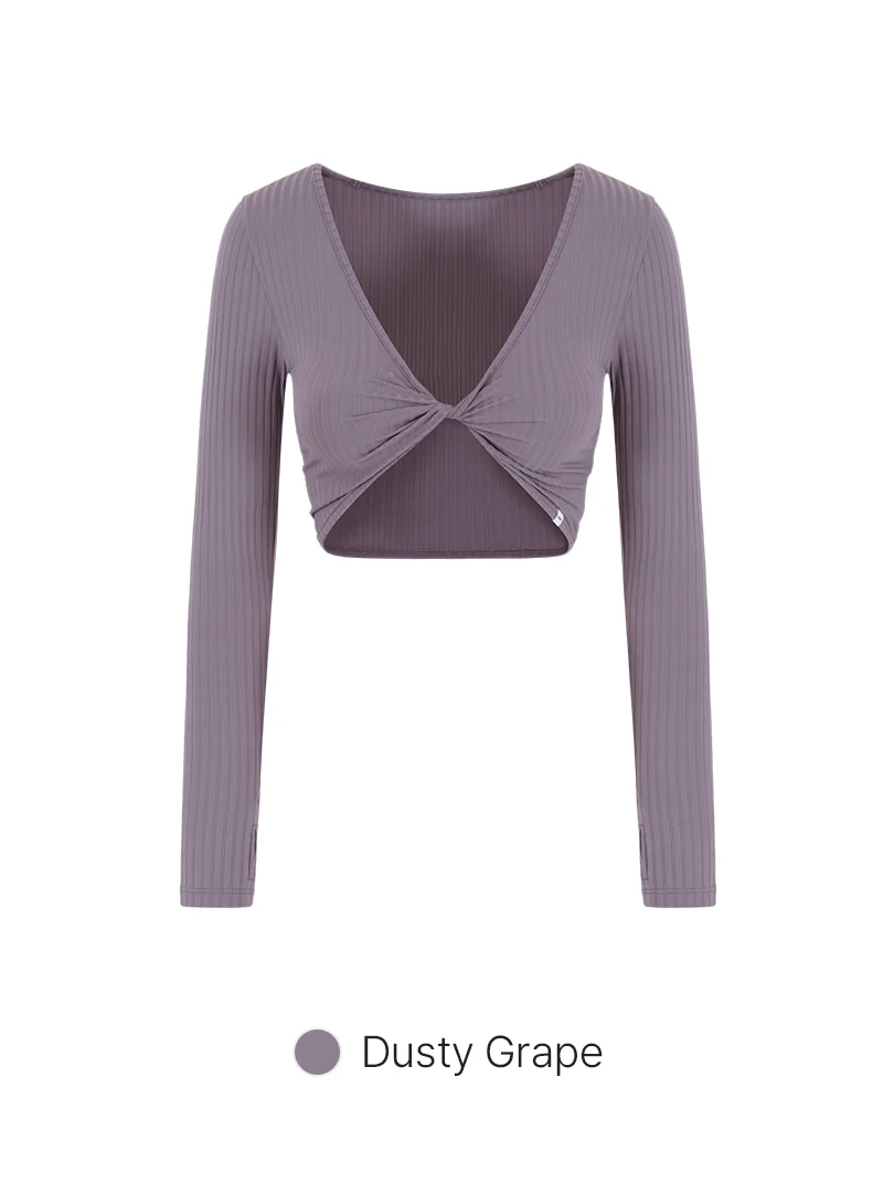 Ribbed Front Twist Cropped Long Sleeve - Image 5
