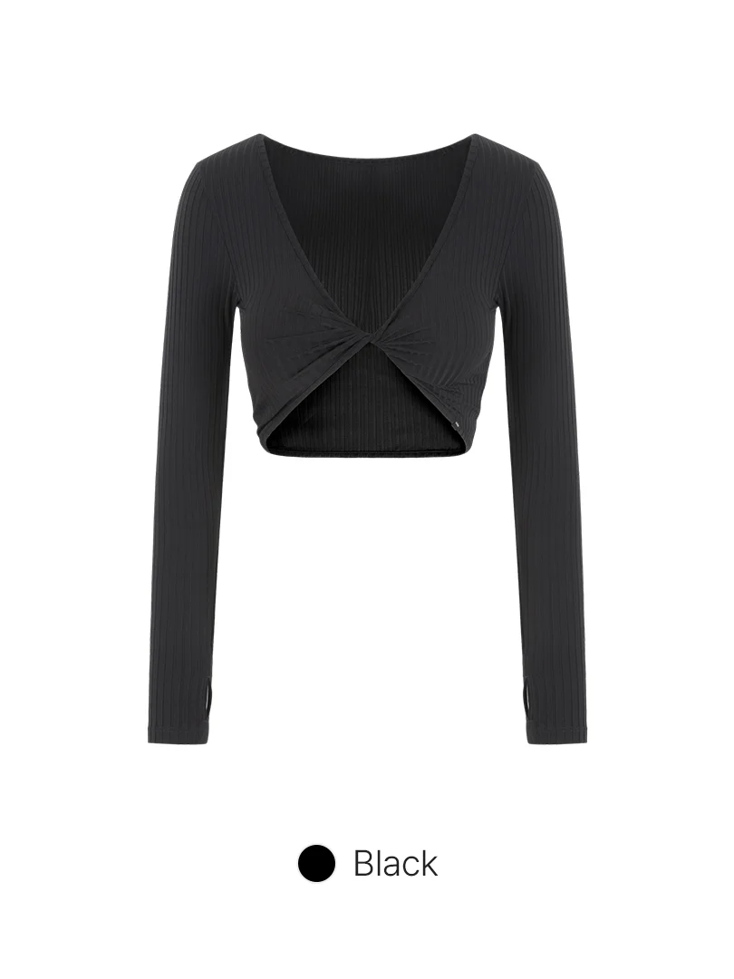 Ribbed Front Twist Cropped Long Sleeve - Image 7