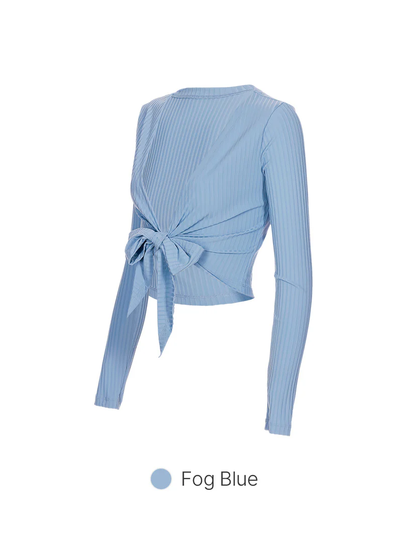 Ribbed Tie-Waist Cropped Long Sleeve - Image 9