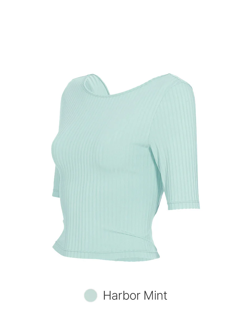 Ribbed Twist Back Cropped Short Sleeve - Image 6
