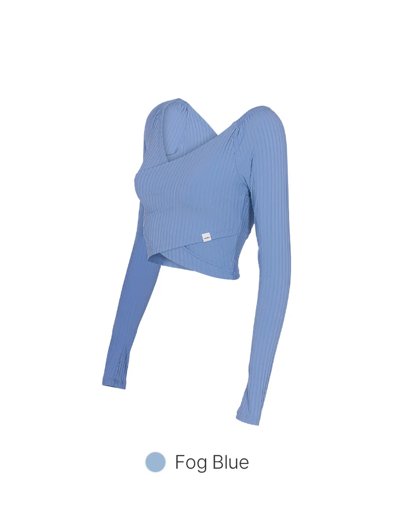 Ribbed Wrap Cropped Long Sleeve - Image 7